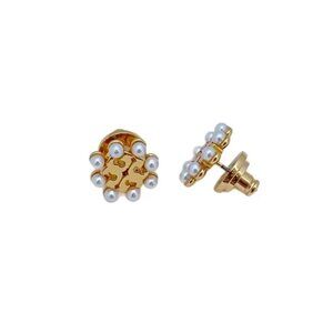 Tory Burch Kira Pearl Stud Earrings in Tory Gold / Cream